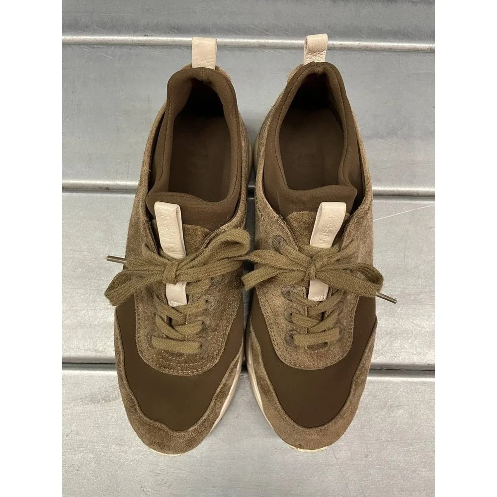 Massimo Dutti Trainers Sneakers Womens‎ EU 39 US 8/8.5 Olive Green Suede, Sock